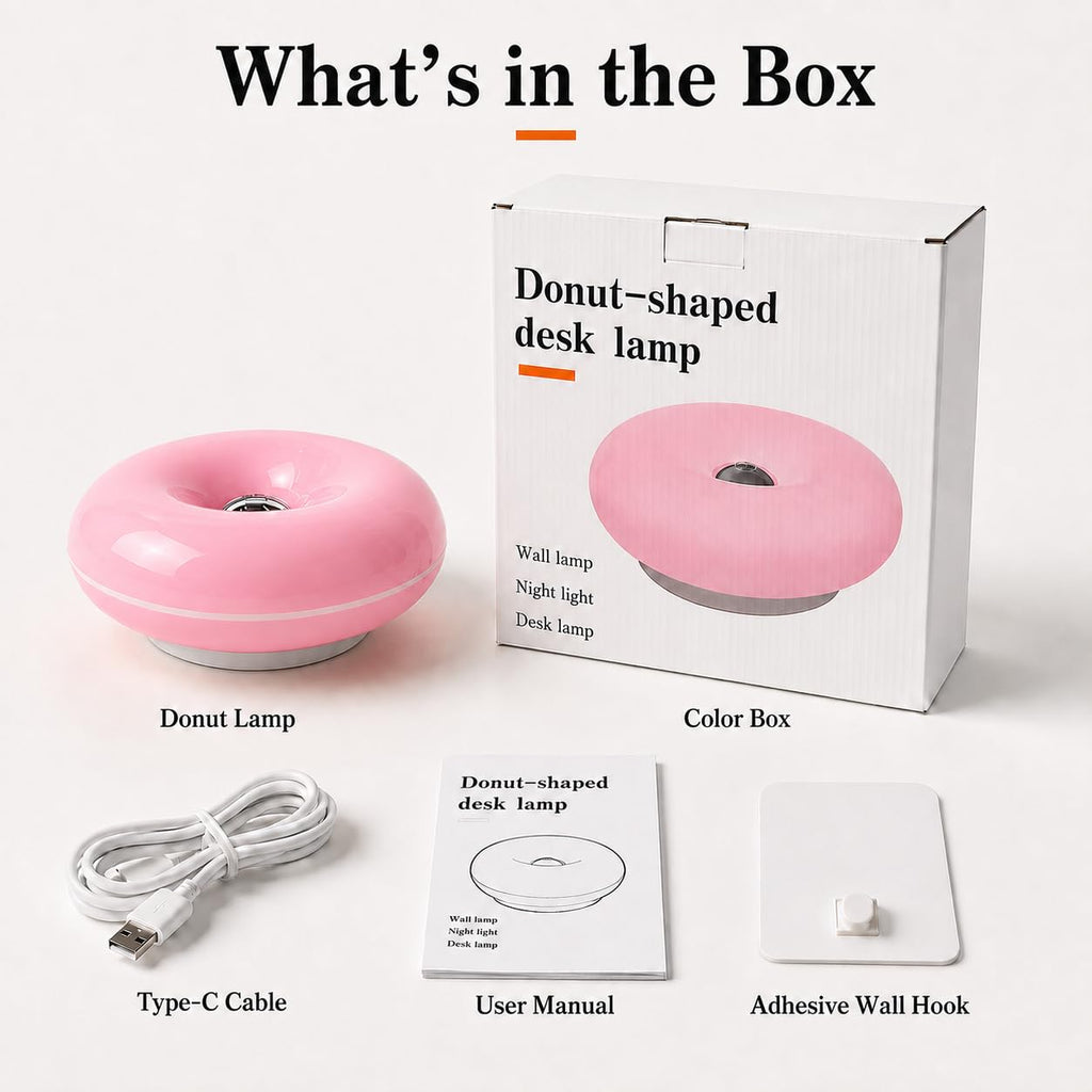 Pink Donut Lamp,Rechargeable,Pink Ambient Light,Bedroom Decor Gift