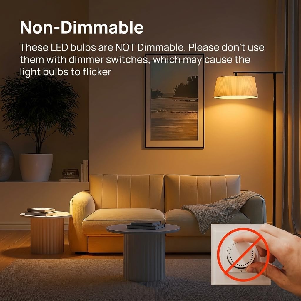 E12 LED Bulb 4W 40W Halogen Equivalent, 3000K Warm White, 400LM, 120V 6Pack