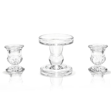 Unity Candle Holder - Glass Candle Holders for Pillar Candles Taper Candles, Glass Candlestick Holders Set of 3