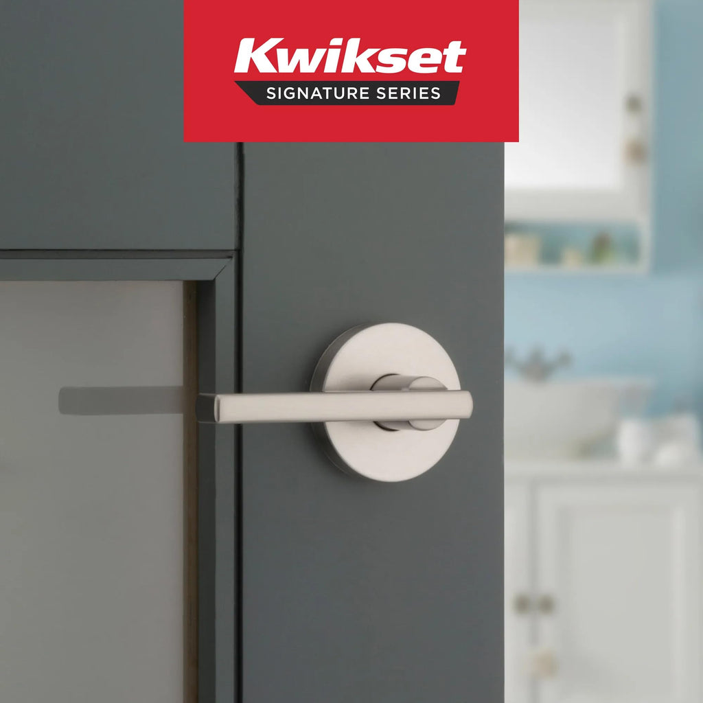Halifax Interior Round Privacy Door Handle with Lock, Door Lever , Satin Nickel Reversible Keyless Push Button Lock