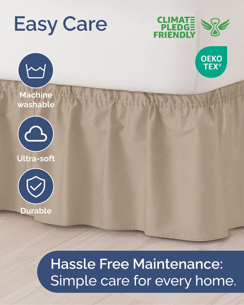 CGK Linens Wrap Around Dust Ruffle Bed Skirt - 15" Cream