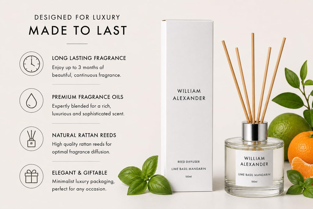 Lime Basil Mandarin Luxury Reed Diffuser Home Gift Set