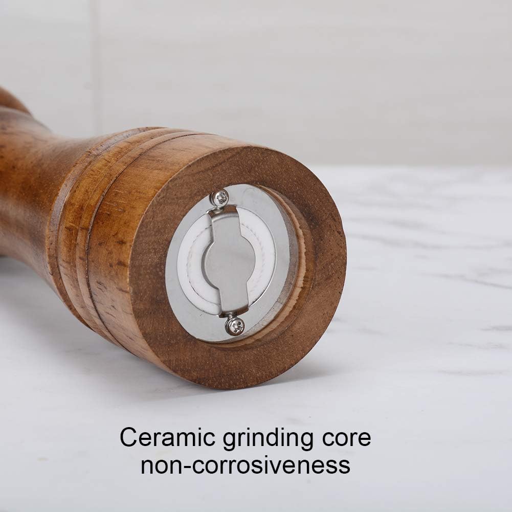 Wood Salt and Pepper Grinder Set Salt Mill Pepper Grinder Set 8 inches - Set of 2