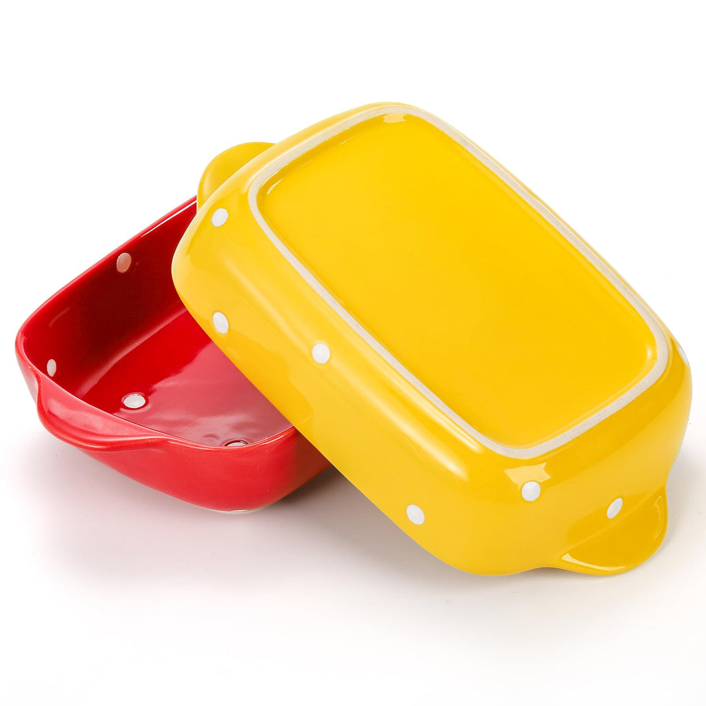 Set of 4 Ceramic Small Casserole Dishes, 7"x5" Porcelain Roasting Lasagna Pan, Individual Casserole Dishes Bakeware