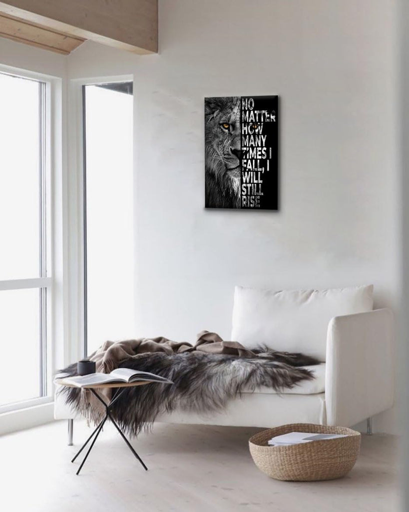Highland Cow Wall Art Motivation Animals Poster Mindset Is Everything Black and White Framed Canvas Artwork for Wall