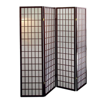 70" Tall 4-Panel Folding Room Divider, Japanese Style Privacy Screen