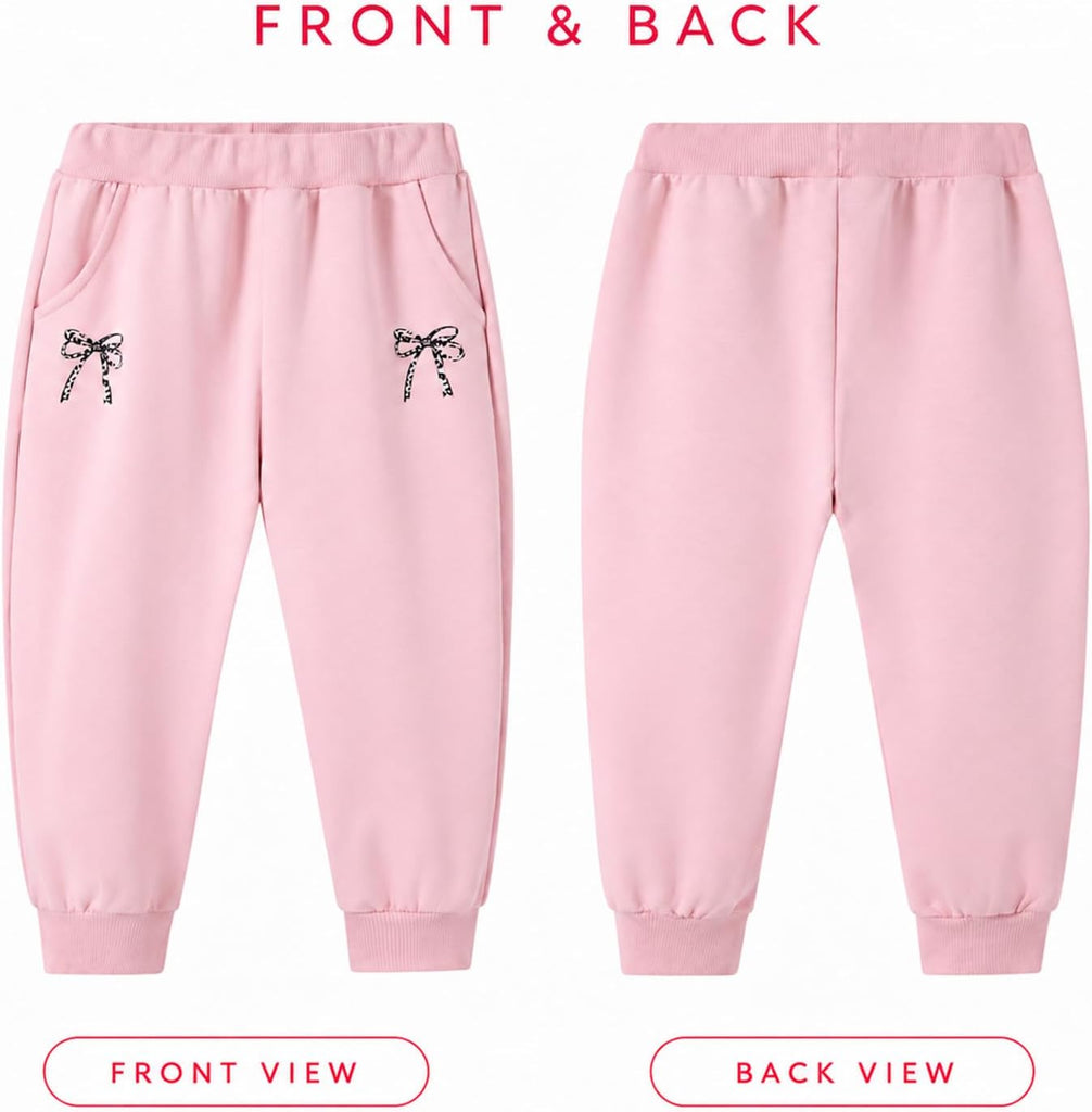 Toddler Girls Fall Bow Sweatshirt Jogger Pants Set