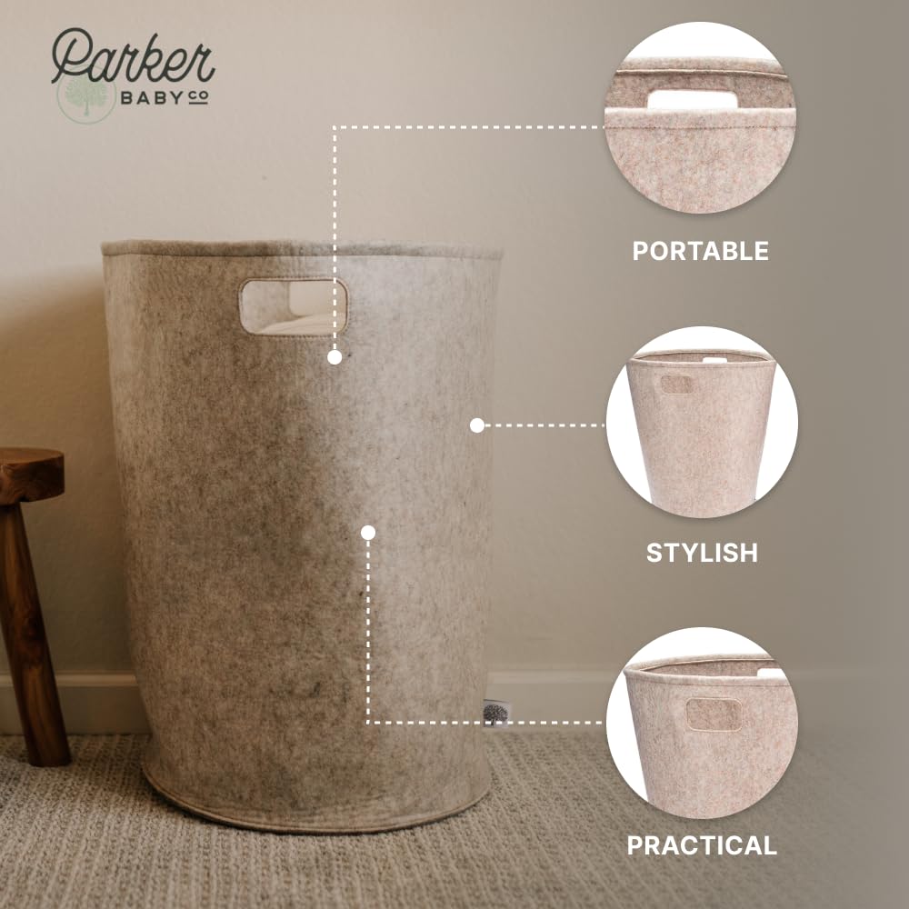 Large Felt Nursery Laundry Hamper & Storage Basket - Gray