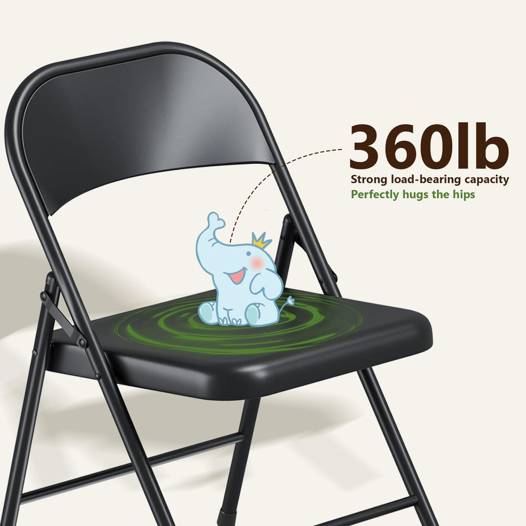 Folding Chairs 4 Pack, Heavy Duty Metal Foldable Chairs, Indoor Outdoor Portable Chair, Event Chair for Wedding Party