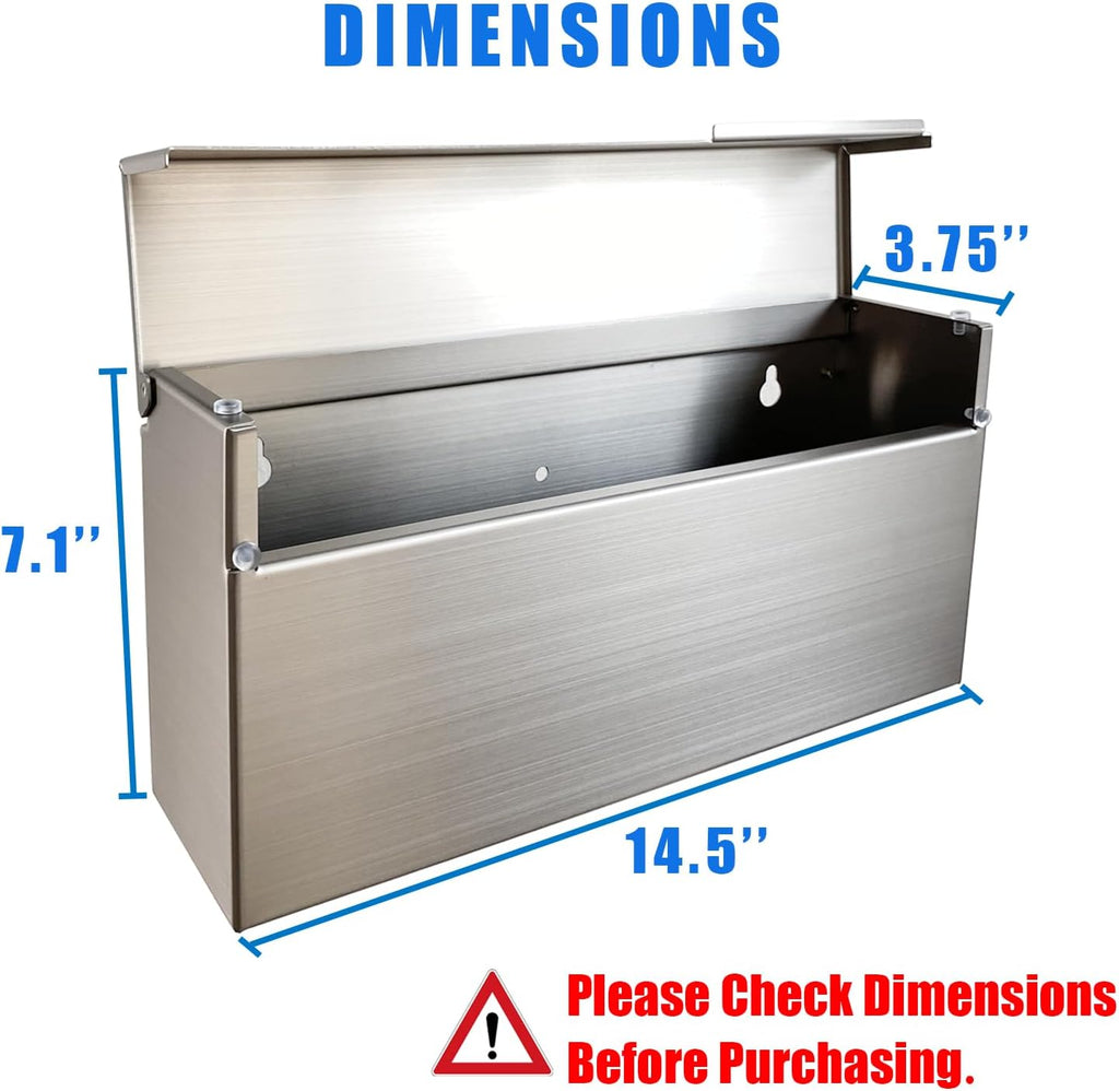 Stainless Steel Wall Mounted Mailbox Outdoor Mailbox with Rain Cover