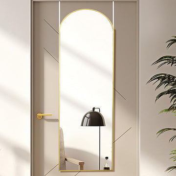 16"50" Arch Wall Mirror, Over The Door, Thin Frame Aluminum Alloy - Gold