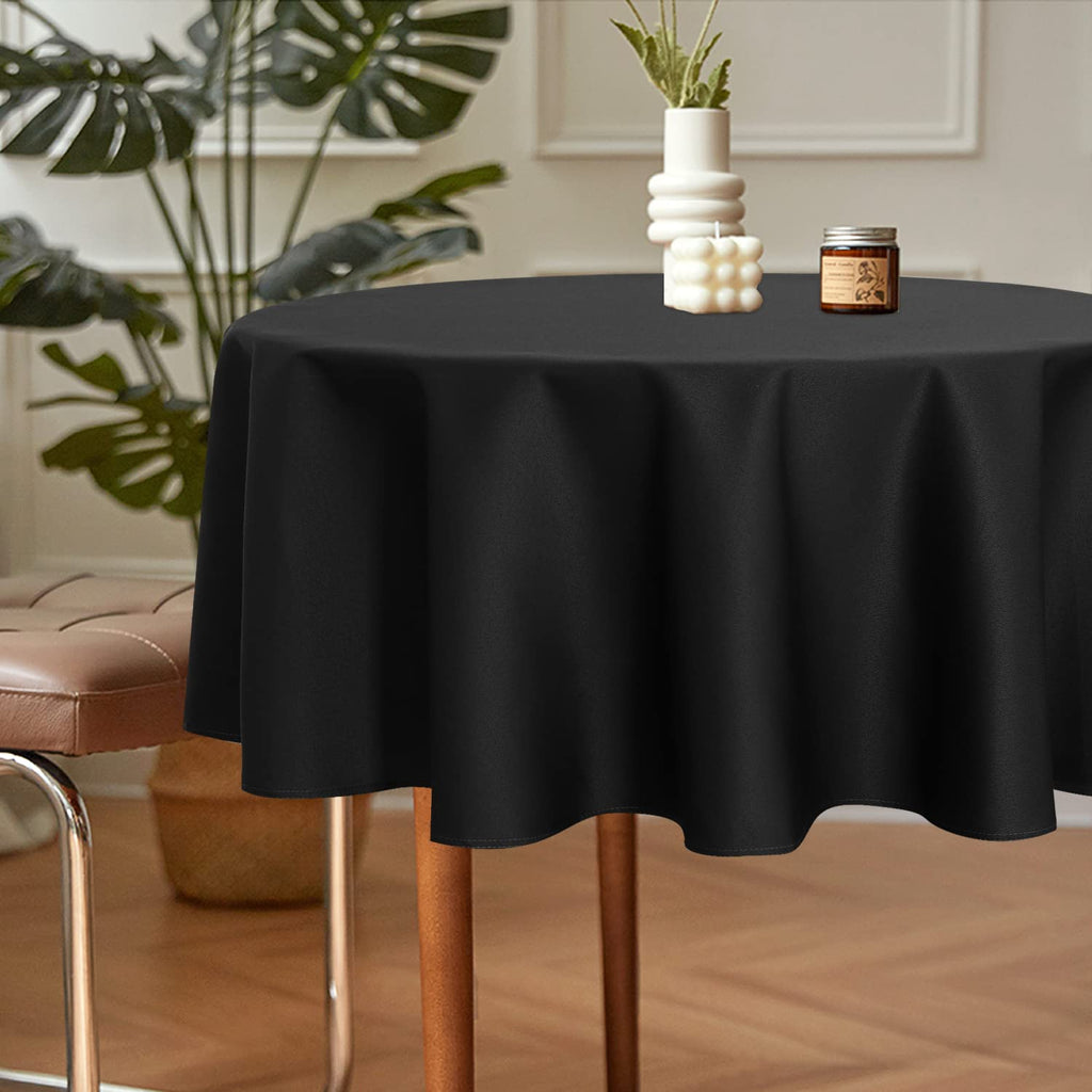 2 Pack Round Tablecloth 60 Inch Black Table Cloth for Dining Tables