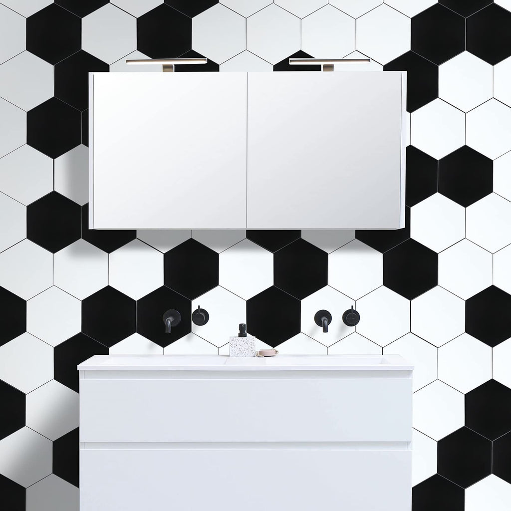 Black Peel and Stick Backsplash Hexagon Tile, Self Adhesive Kitchen Backsplash Aluminum Honeycomb Stick on Wall Tiles