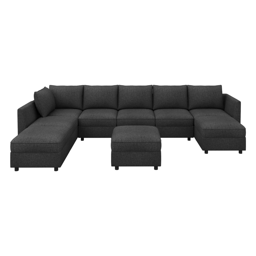 Modular Sectional Sofa with Storage, U Shaped Couch Modular Convertible Sectional Couches - Linen Grey