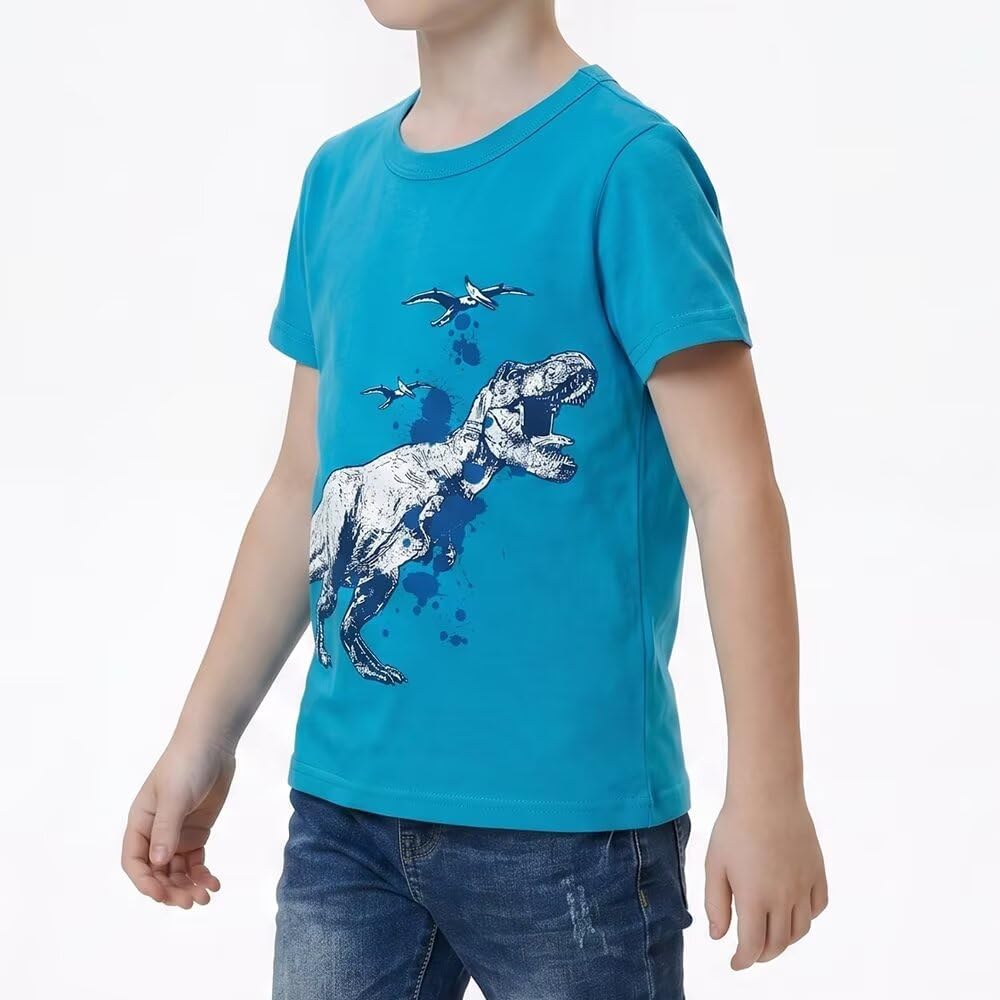 Boys Short Sleeve Shirts, Graphic Tshirts Cartoon Crewneck Tees Tops Casual Cotton T Shirt for Kids Toddler Boy