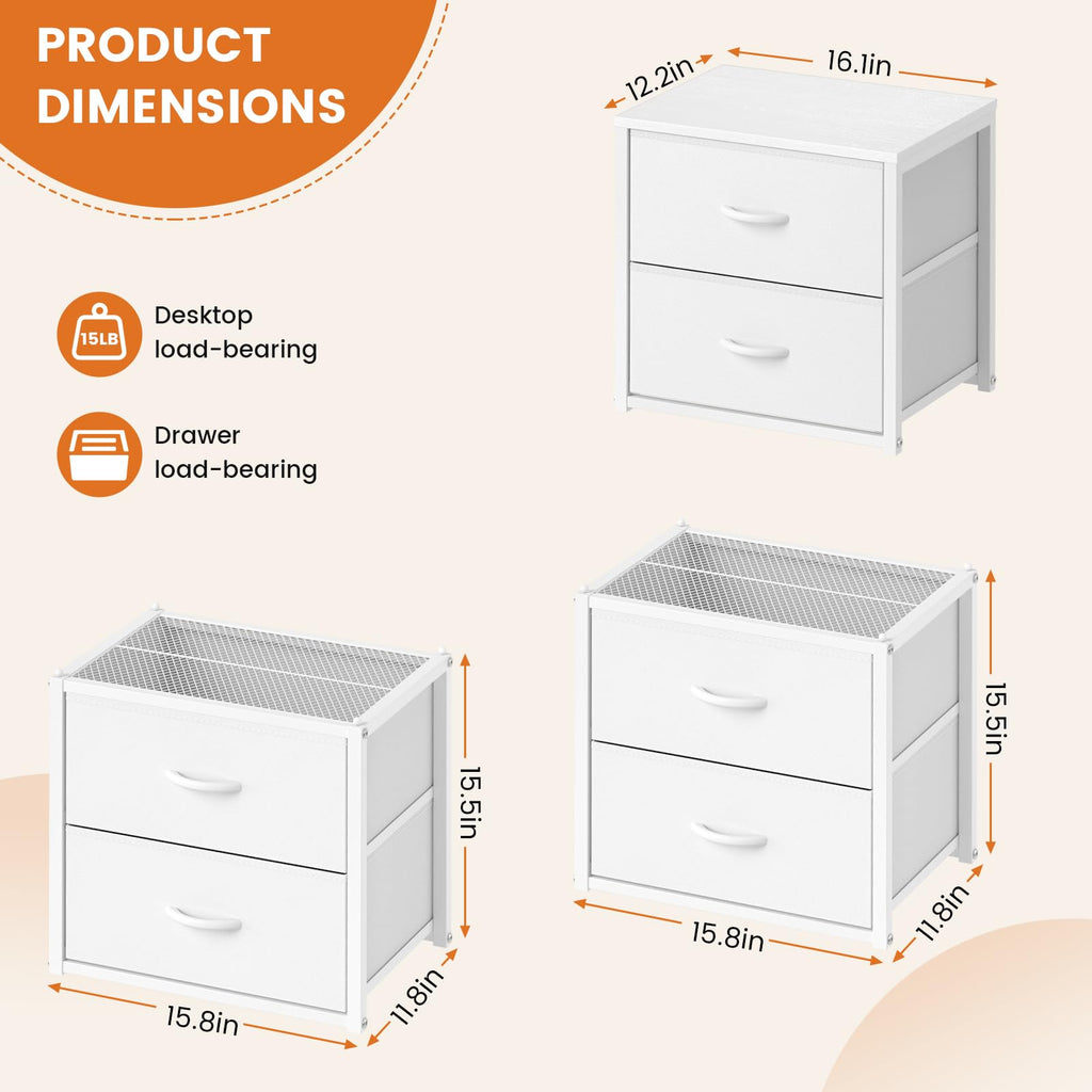 3-Pack Stackable Storage Drawers (6 Drawers Total), White Closet Organizer for Clothes, Stackable Drawer Dresser for