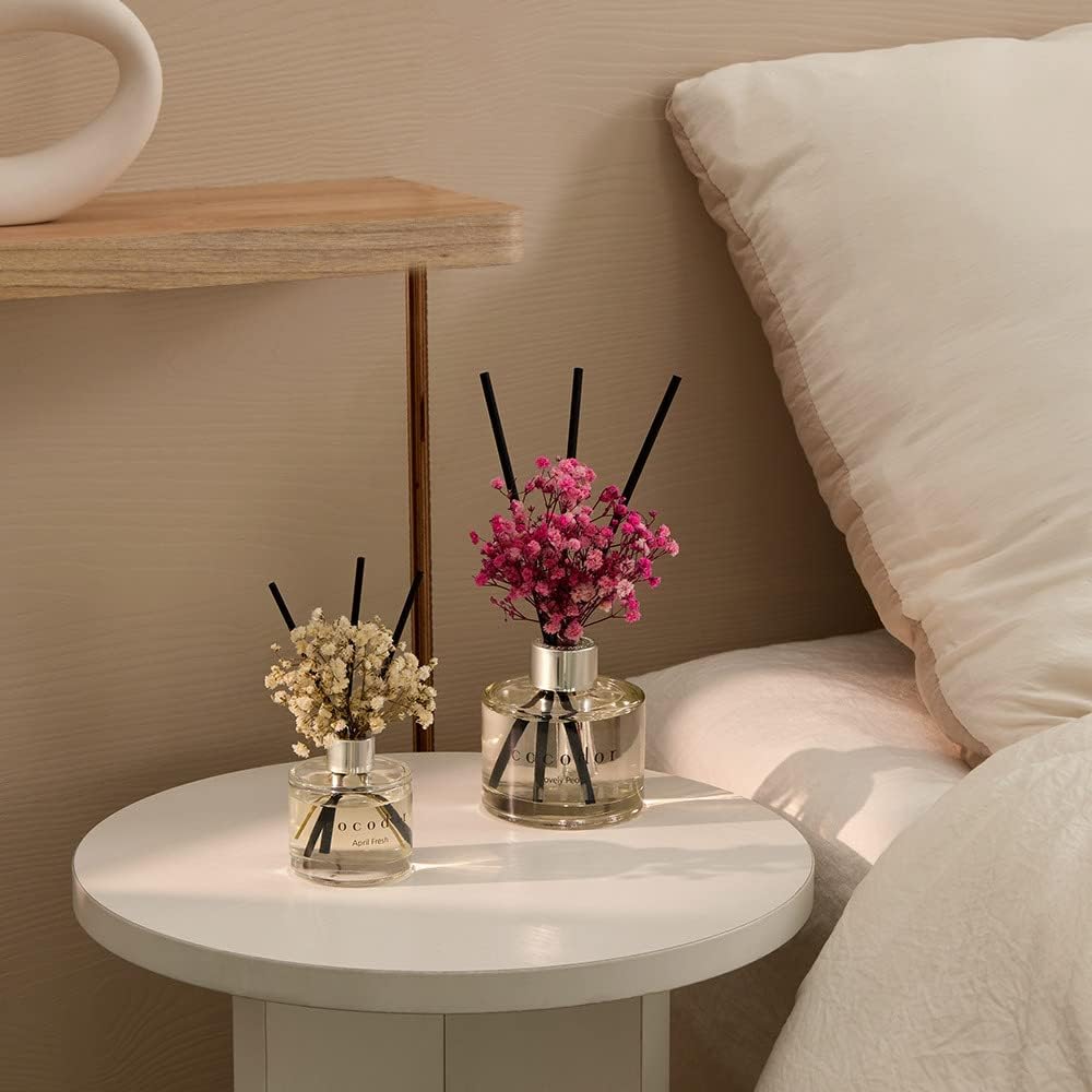 Flower Reed Diffuser Set / 6.7oz / White Jasmine/Scent Diffuser with Sticks Home Fragrance Reed Diffuser