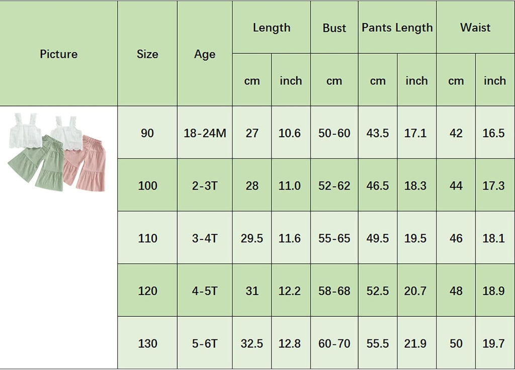 Toddler Baby Girls Summer Outfit Sleeveless Lace Trim Tank Tops and Wide Leg Pants Clothing Sets