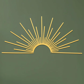 Gold Sun Burst Metal Wall Decor Minimalist Line Art, 15.7"x7.7"