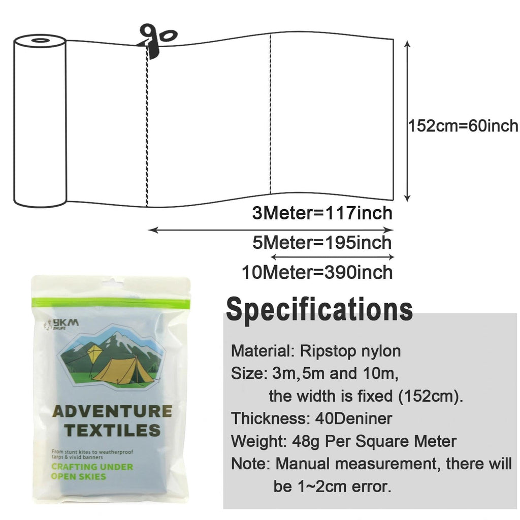 Nylon Ripstop Fabric, Red 60x117 Inch, 40D Waterproof, Lightweight, Windproof, Bulk Fabric for Kite, Tent, Flag, Bag
