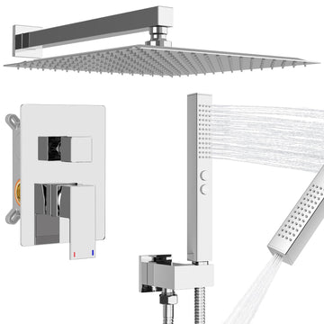 Shower Faucet Set Bathroom Rain Shower Head with Handheld, Chrome
