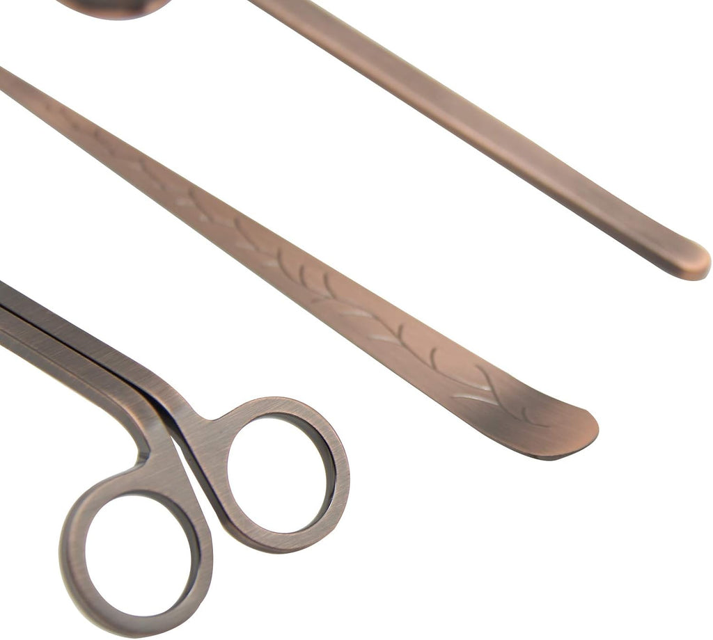 3 in 1 Candle Wick Trimmer Set, Red Copper, Includes Candle Snuffer, Trimmer, Dipper, Long Handle for Candle Lovers