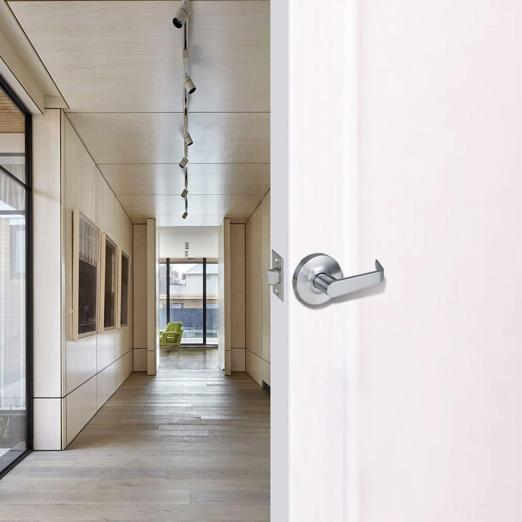 Heavy Duty Commercial Passage Door Lever, Satin Chrome Finished Non-Locking Grade 2 Door Handle
