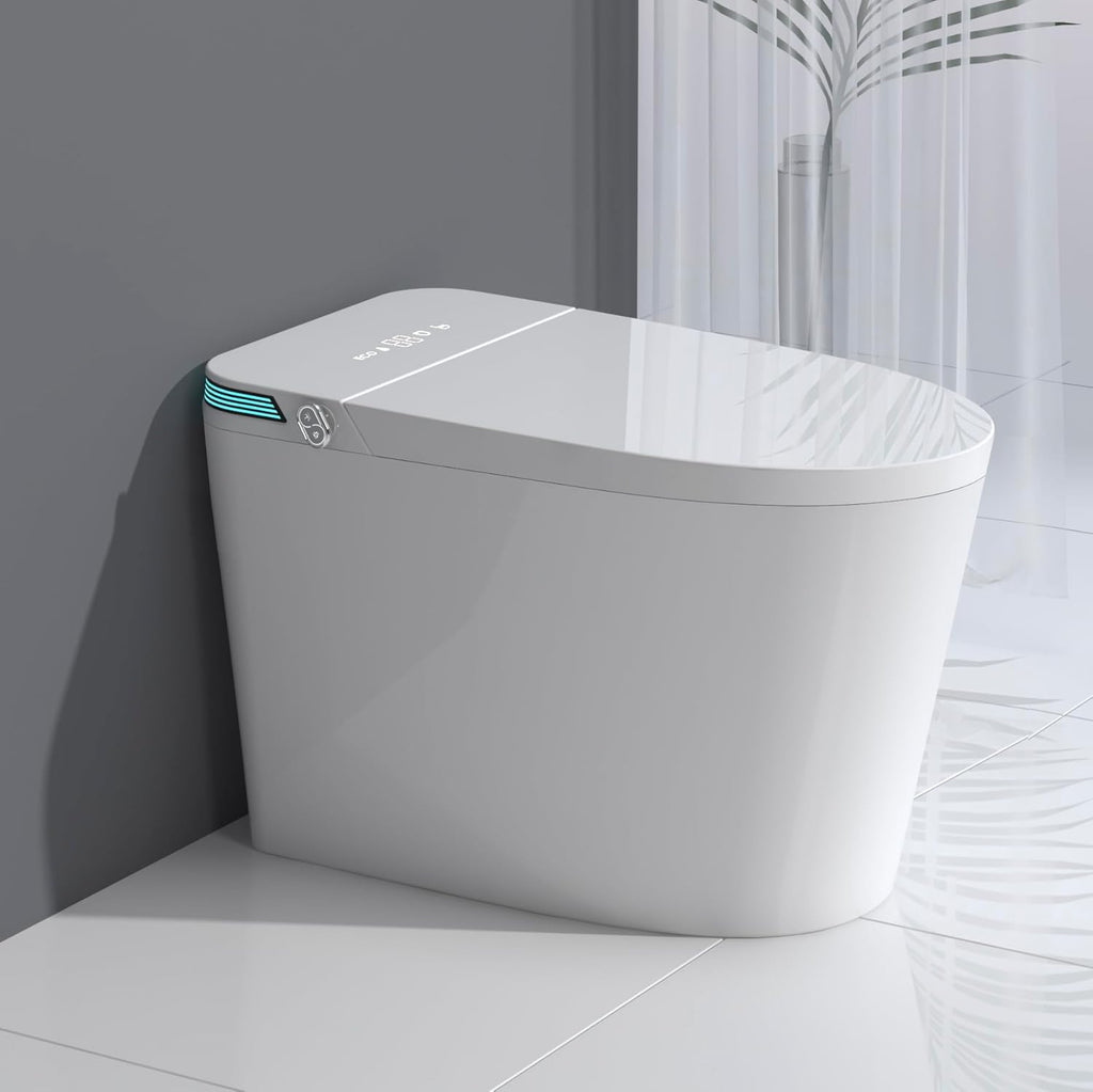Luxury Intelligent Smart Toilet with Instant Warm Water Sprayer and Dryer, Auto Flush,Foot Sensor Operation
