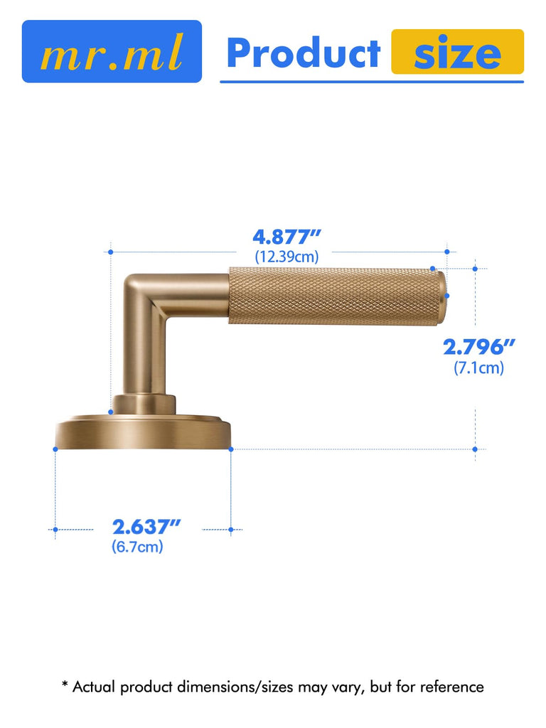 Knurled Door Lever Champagne Bronze Double Dummy Door Handle, 1 Pack