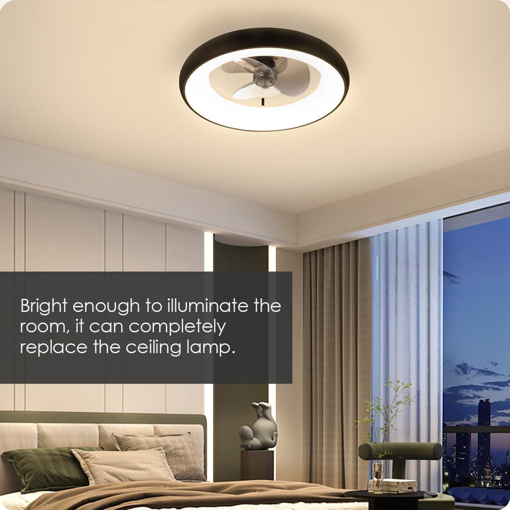 Low Profile Ceiling Fan with Lights and Remote - Dimmable LED, Adjustable Color Temperature, Timer, Reversible