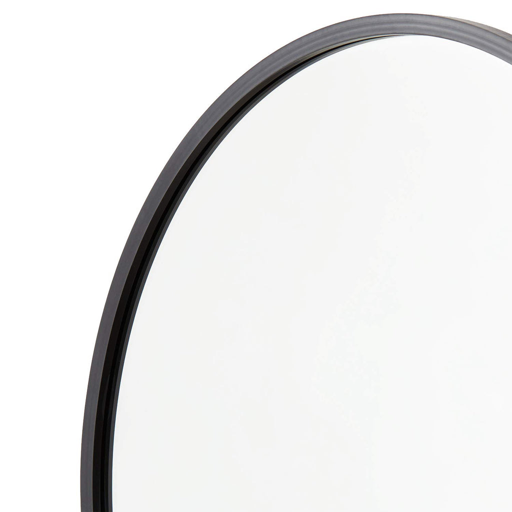 30" x 30" Black Rubber Framed Mirror | Round Bathroom Wall Mirror