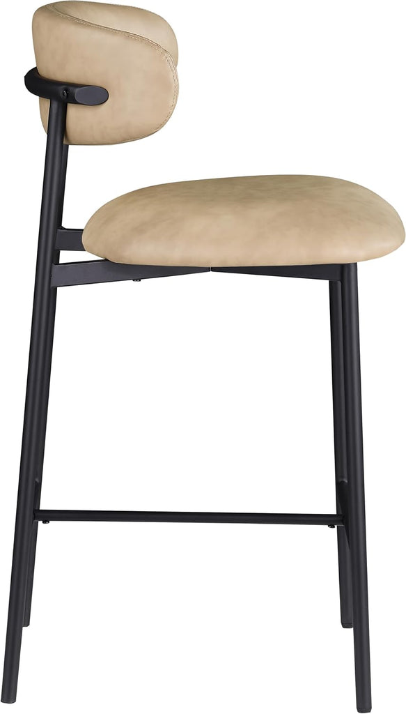 996Tan-C Lupita Collection Modern | Contemporary Counter Stool with Soft Tan Vegan Leather, Matte Black Metal Frame