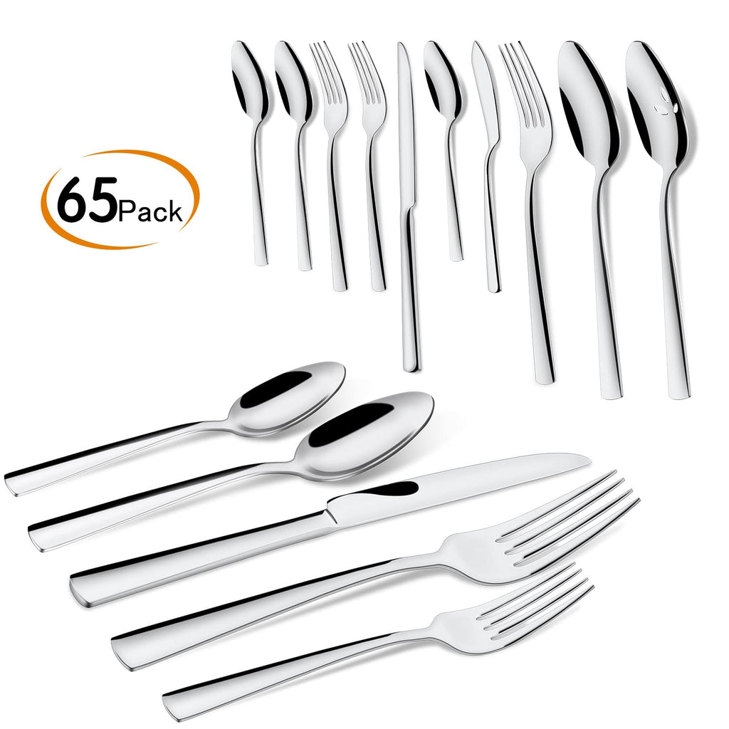 65 Piece Silverware Flatware Cutlery Set, Stainless Steel Fork Spoon Knife Sets for 12, Dishwasher Safe,Ergonomic