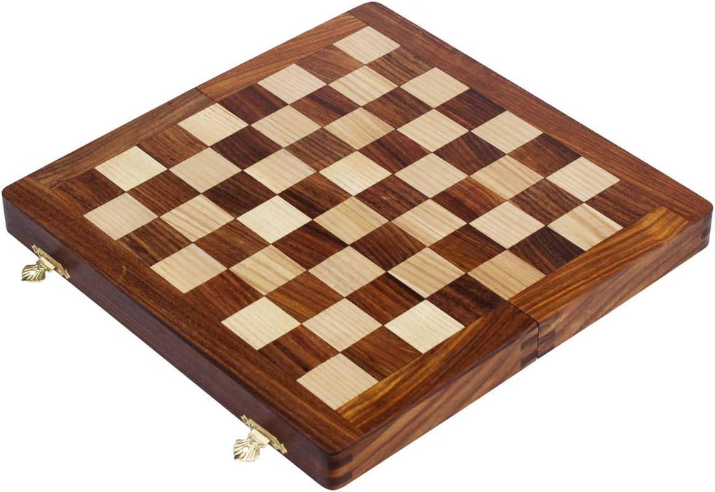 Magnetic Travel Chess Board Set - Classic Wood Staunton 7 X 7 Inch Pocket Chess Set with Folding Game Board Handmade