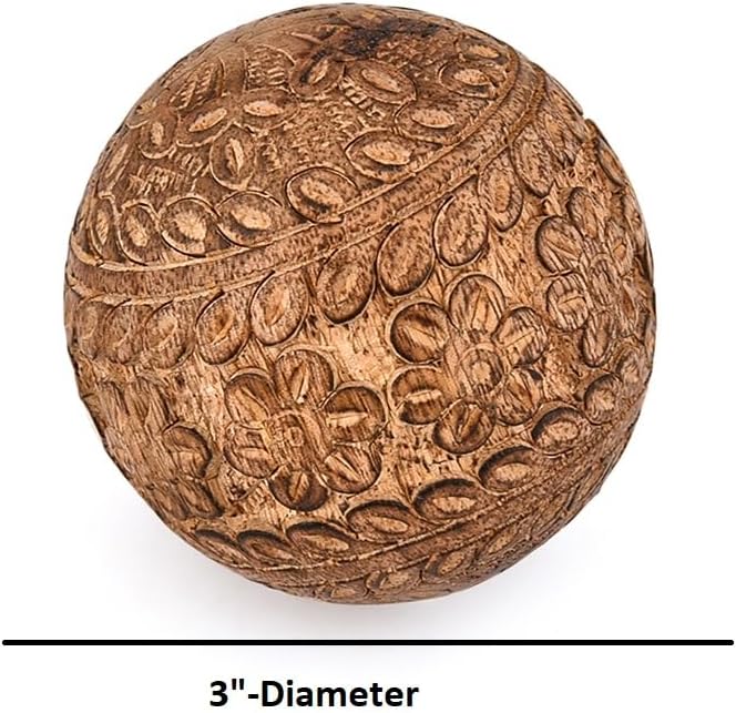 Decorative Ball Mango Wood Centerpiece or Individual Use Ideal for Use in Living, Dining Room | Coffee Table - Set of 3