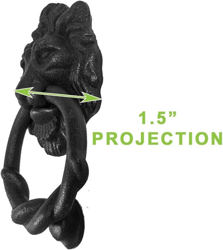 Cast Iron Lion Door Knocker Black Finish 6.25" Front Entry Hardware