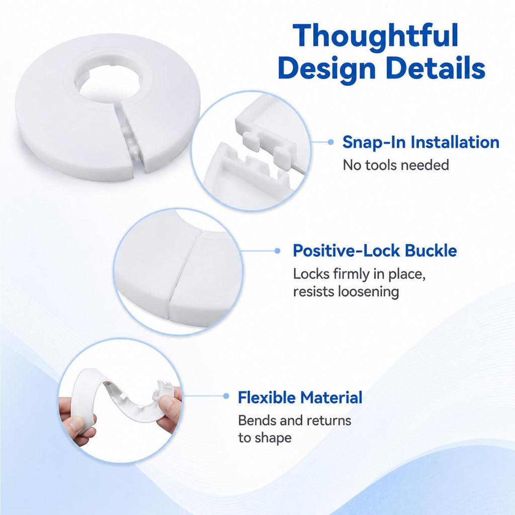 9 PCS Escutcheon Plate, Plastic Plumbing Cover Plates White Split Flange Pipe Cover Fit 1/2 Inch Flange Water Pipe