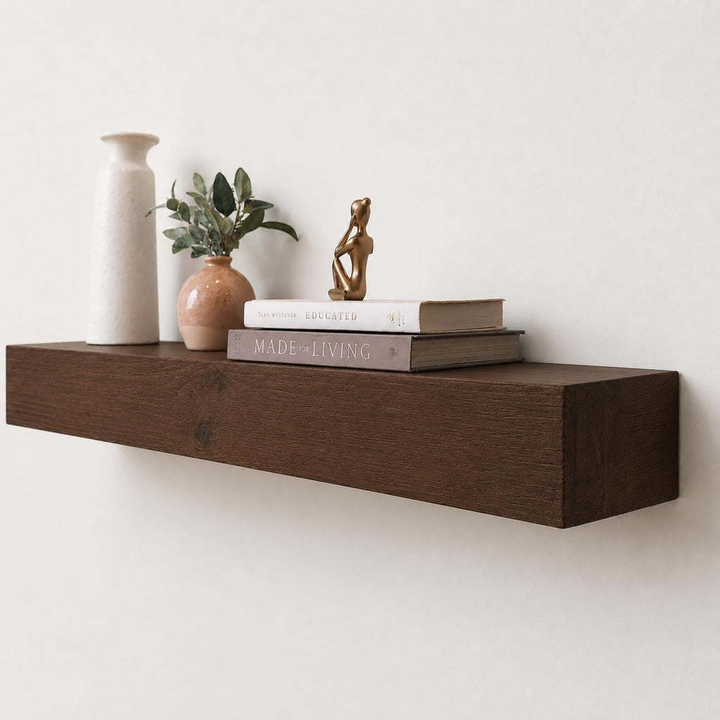 Fireplace Mantel, Rustic, Shelf, Floating Mantle, Real Wood, Beam, (Provincial, 72Lx6Hx8D)