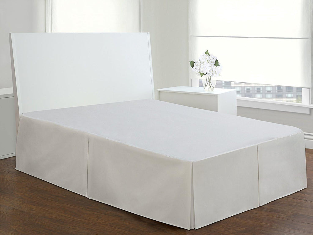 Wrinkle Free Bed Skirt 650TC (Queen, Solid White) Cotton Blend 650 Thread Count