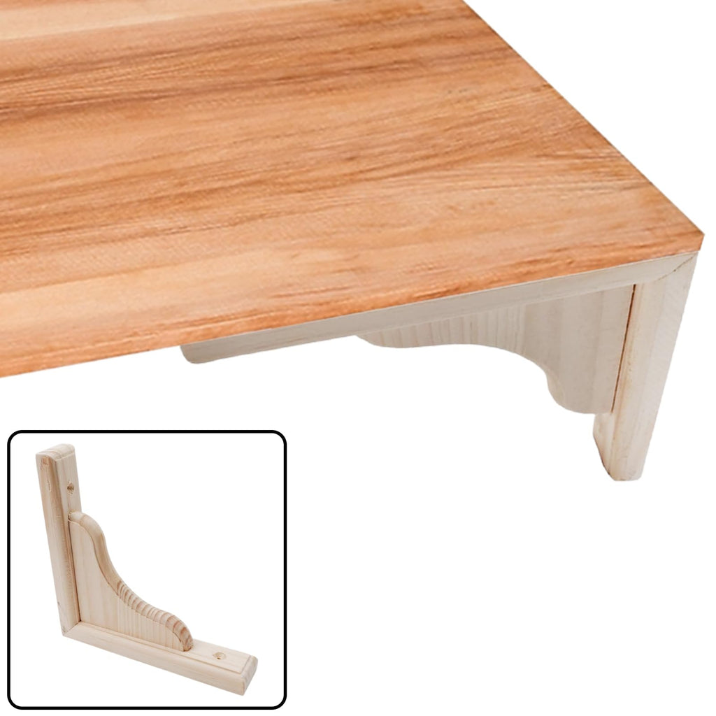 6 Inch Solid Wood Wall Mount Shelf Bracket, Pack of 2