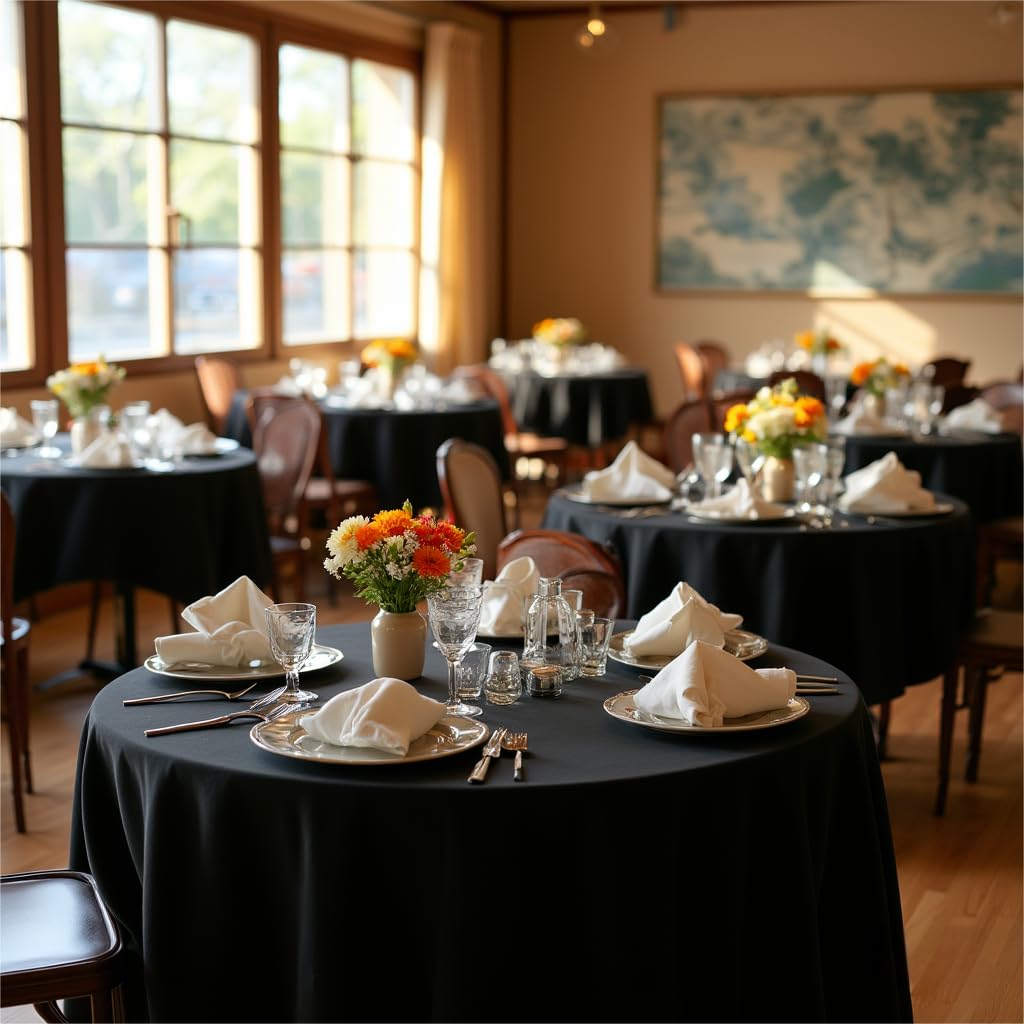 Round Tablecloth, 120 Inch, Black