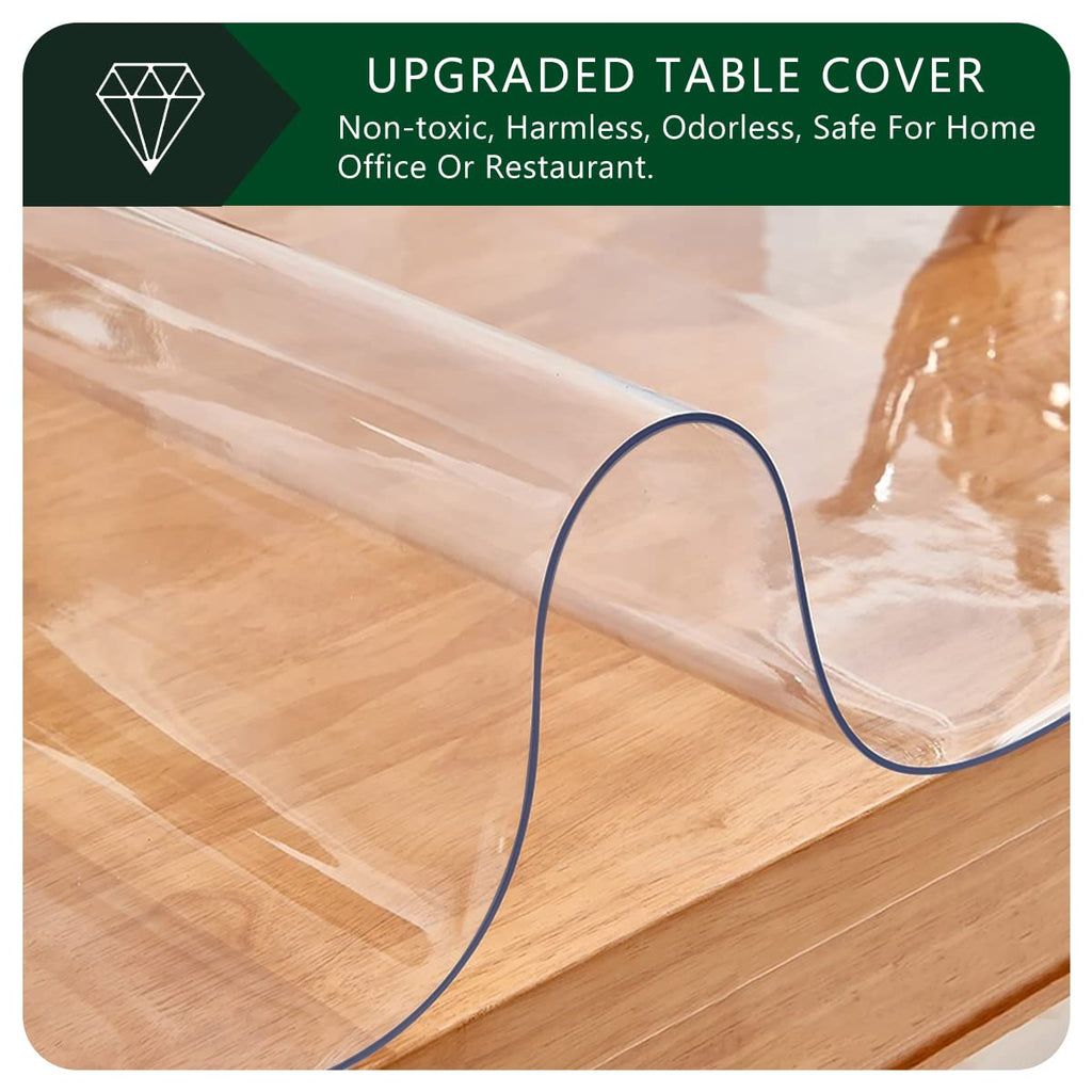 38x84 Inch Transparent Coffee Table Protector Wipeable Vinyl Top Protector Clear Plastic PVC Tablecloth Glass Dinner
