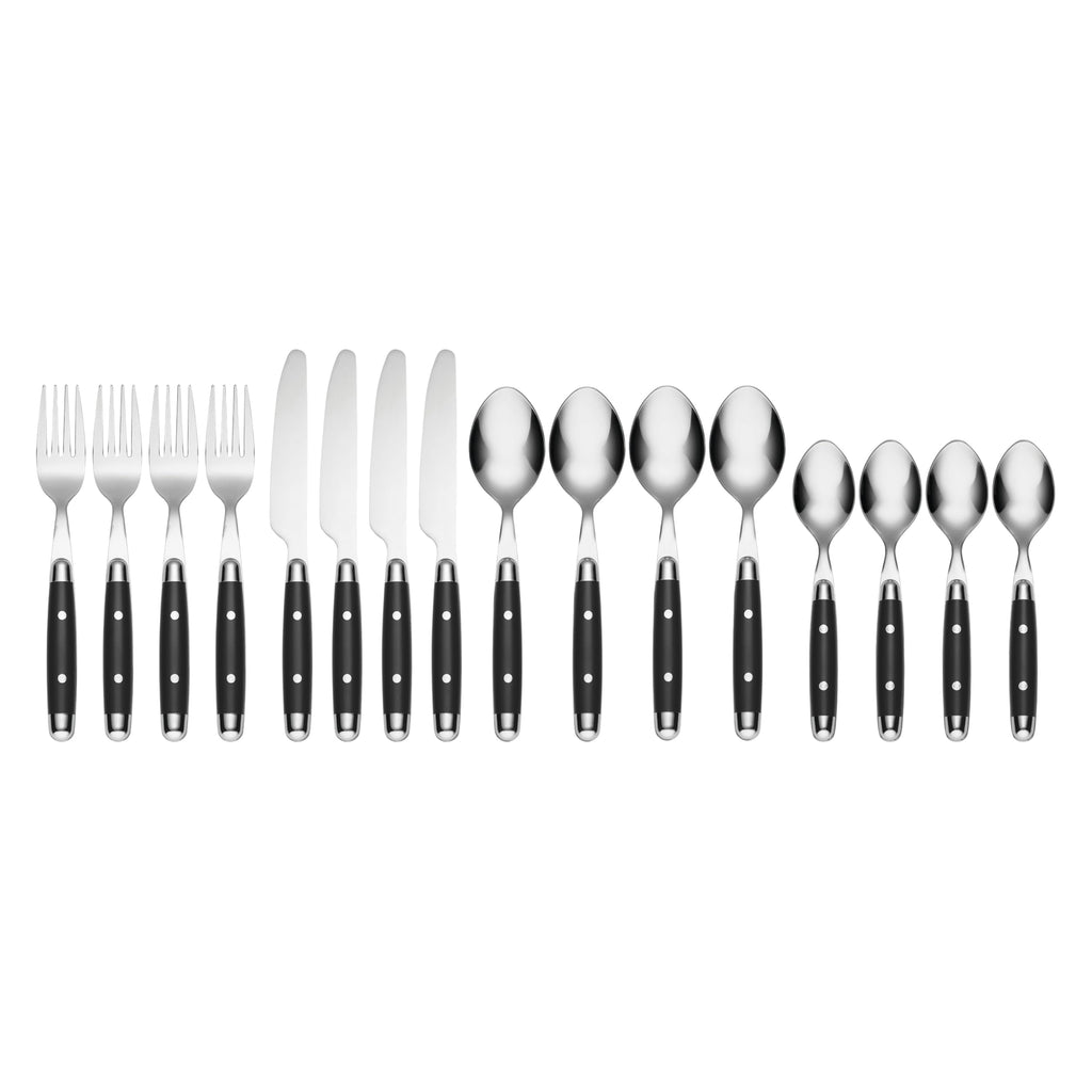 Jubilee Black Stainless Steel Silverware Set for 4, 16-Piece