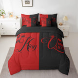 King and Queen Crown Bed in a Bag Queen Comforter Set 7 Piece,Her King and His Queen Bedding Set,Romantic Valentine's