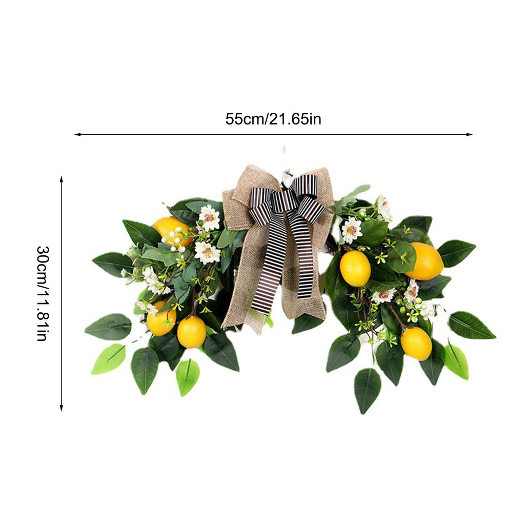 Flower Swag Artificial Lemon Swag 22In Spring/Summer Wreath Fruit Wreath Garland with Ribbon Daisy and Eucalyptus