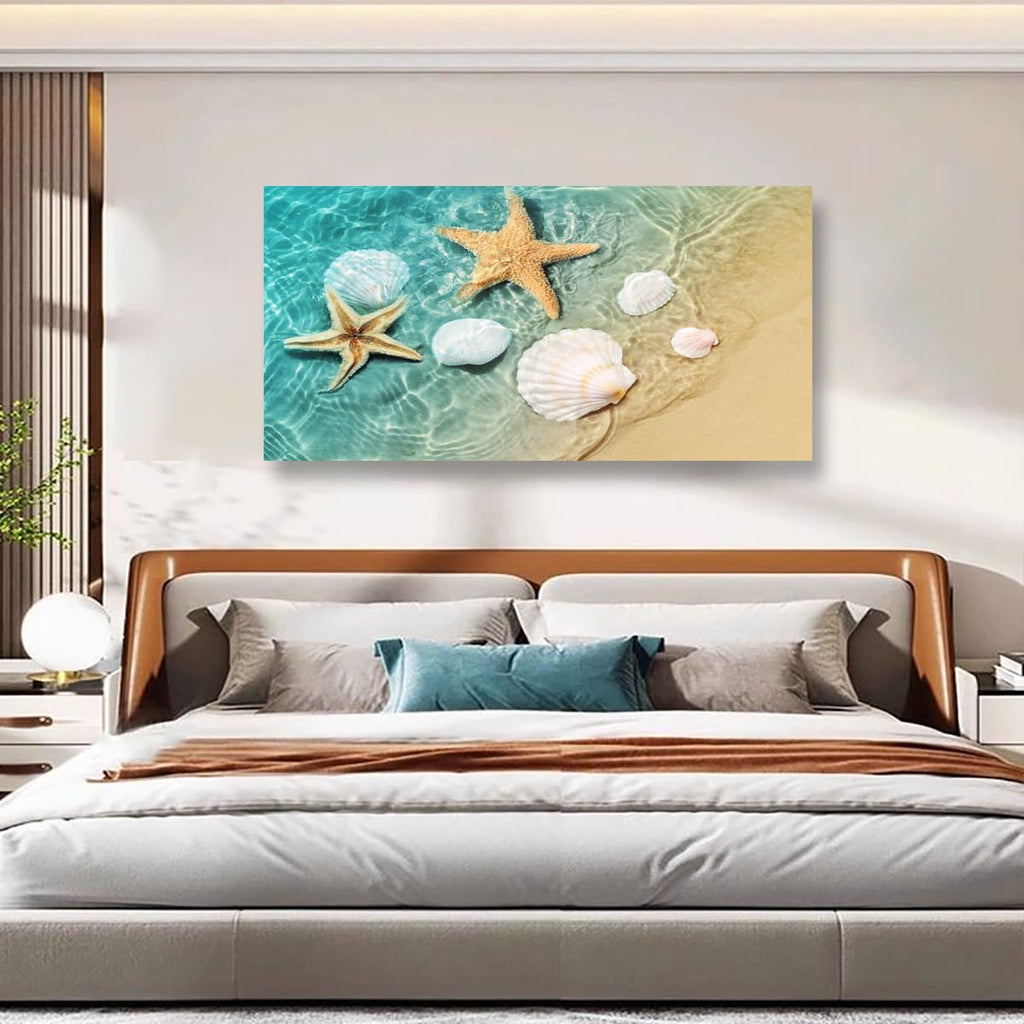 Beach Canvas Wall Art Bedroom Wall Decor Living Room, Ocean Wall Art Office Kitchen Paintings Artwork Modern Starfish