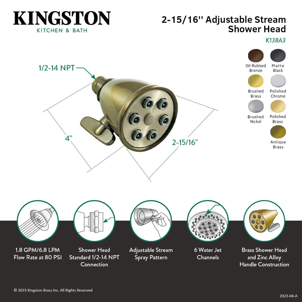 K138A3 Victorian Shower Head, Antique Brass 2.94 x 2.94 x 4
