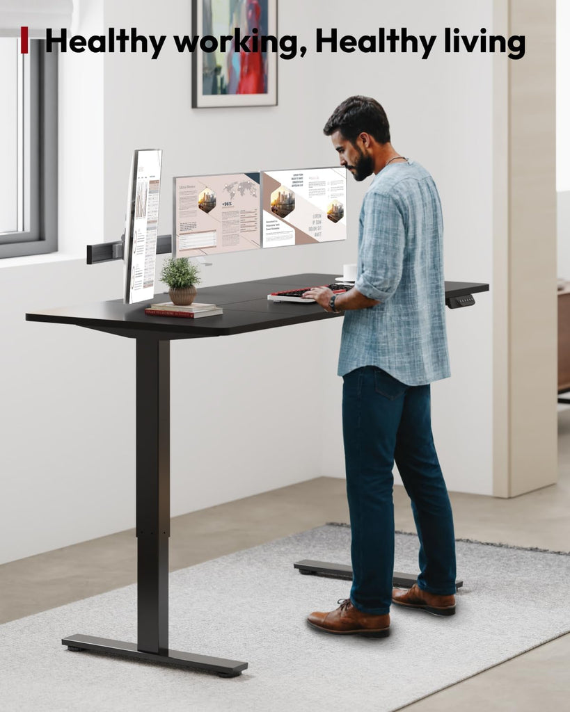 Dual Motor 71''x 32'' Large Height Adjustable Standing Desk | Sit Stand Desk with Splice Board , Ergonomic Computer