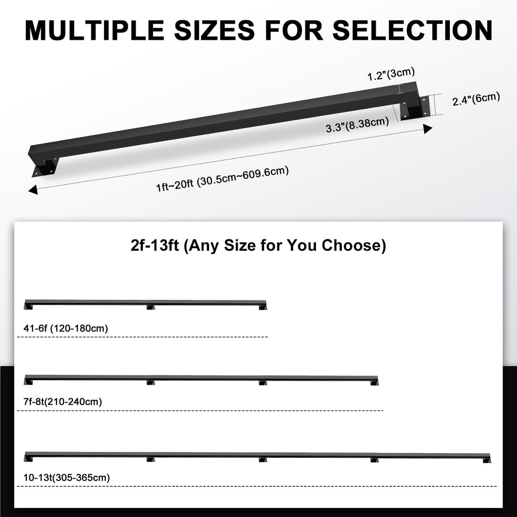 7FT Stair Railing Indoor, Black Metal Wall Mounted Handrail for Stairs, 500lbs Load Capacity Industrial Pipe Hand