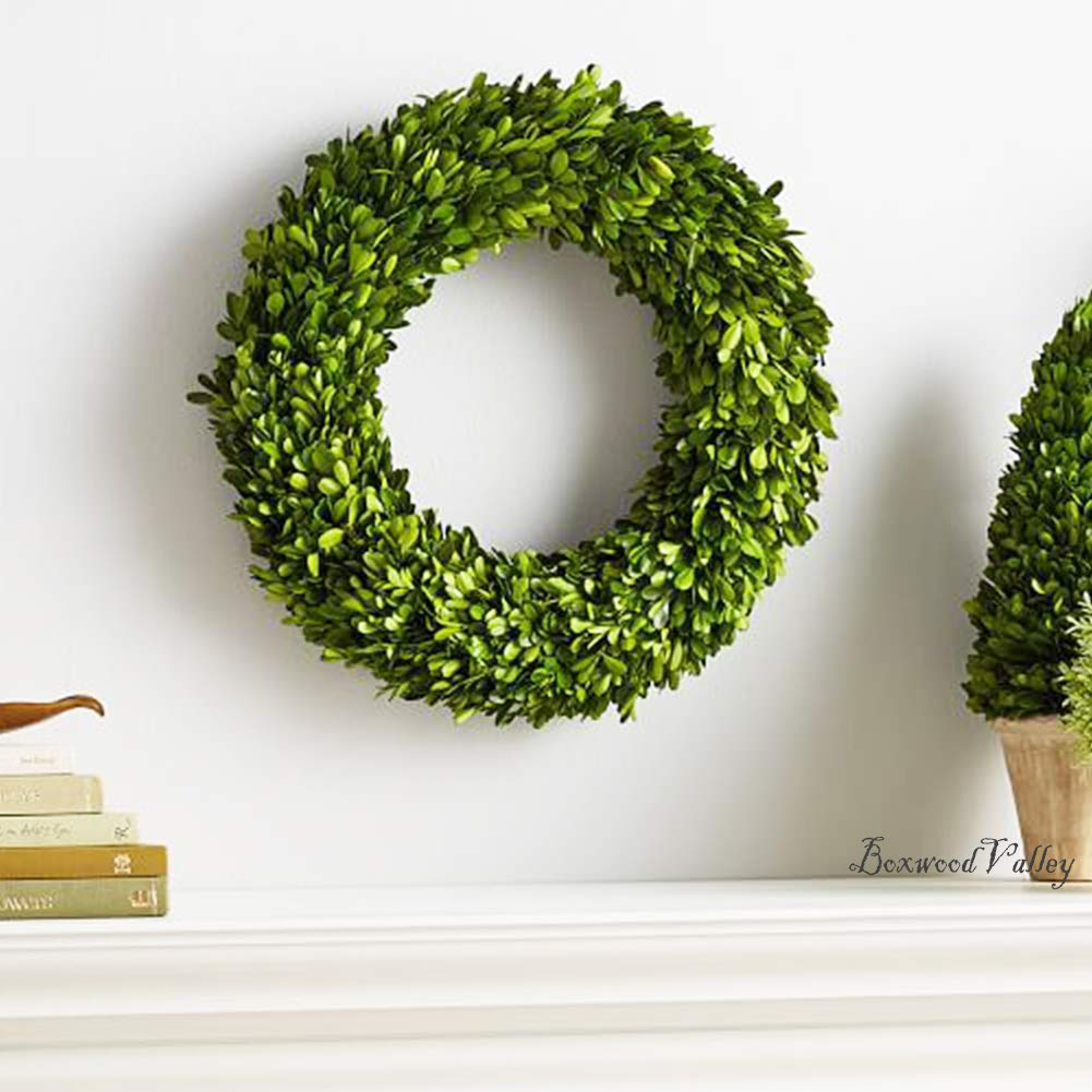 Wreath 20 inch X-Large, Preserved Natural Boxwood Designed for Christmas Wedding Home Decoration, Farmhouse Style
